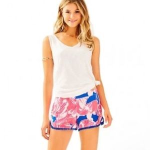 Lilly Pulitzer Cocoa Shorts in Tiki Pink Beach Bliss Fringe Size Large Pull On